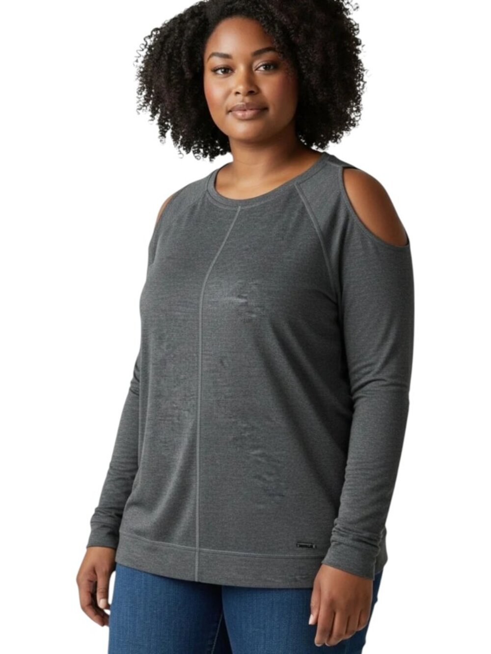 NEW Hyba Grey Long Sleeve Tee with Cold Shoulder | XXL